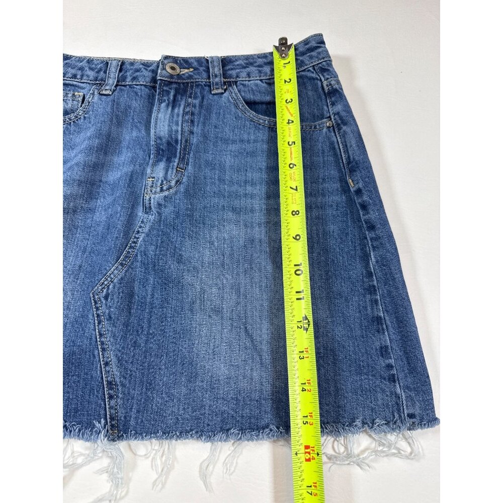 Denim Frayed Hem A-Line Skirt By TopFeeling Ladies Size M Blue (F321) - Picture 3 of 7